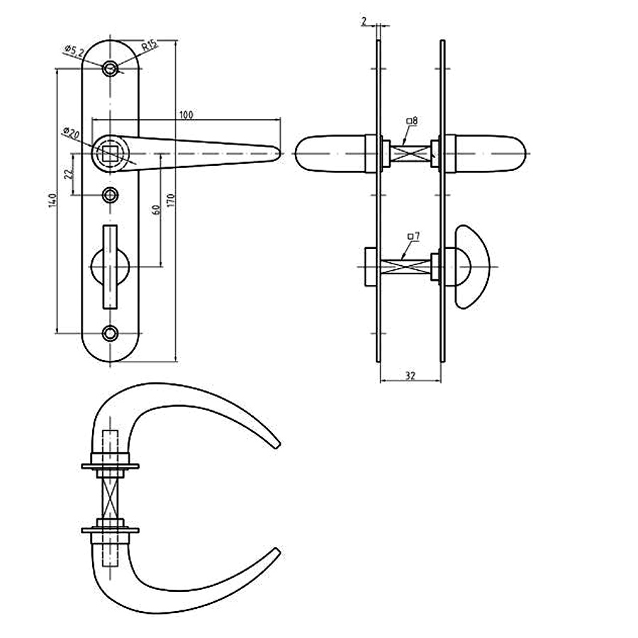 Door Lock 40 mm backset. Privacy Function. GSV Schwepper and S&B #4040 series. Complete SET - Image 5