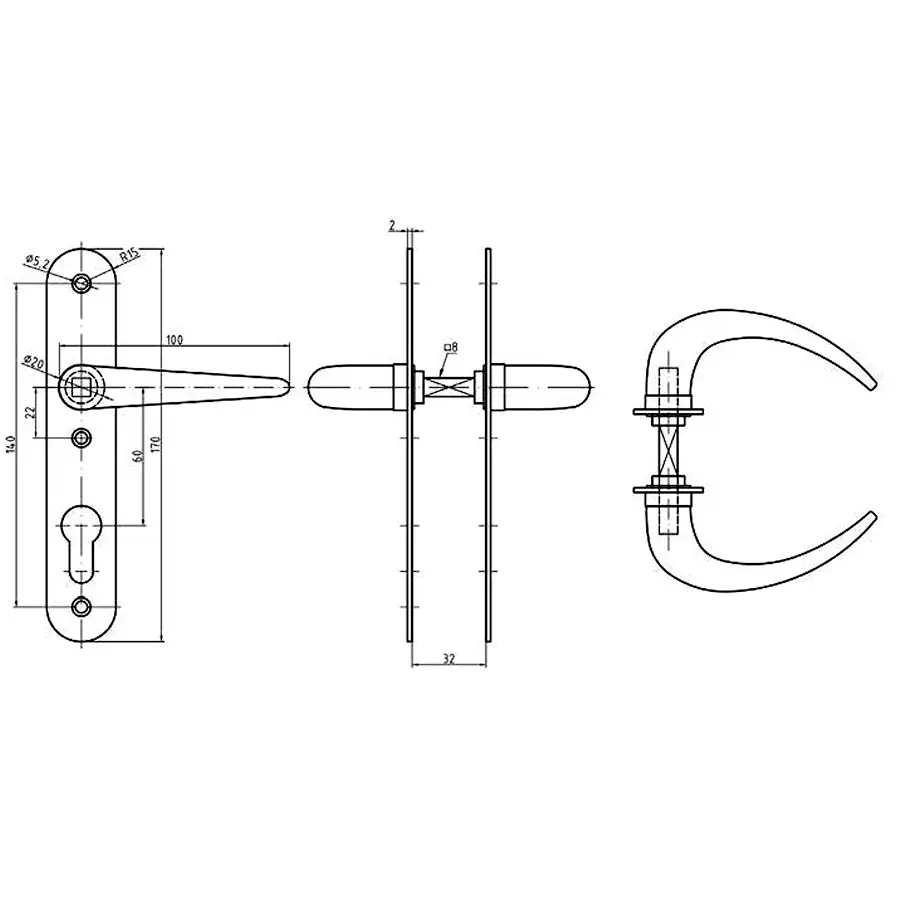 Door Lock 50 mm backset. Entry Function. GSV Schwepper and S&B #4040 series. Complete SET - Image 4