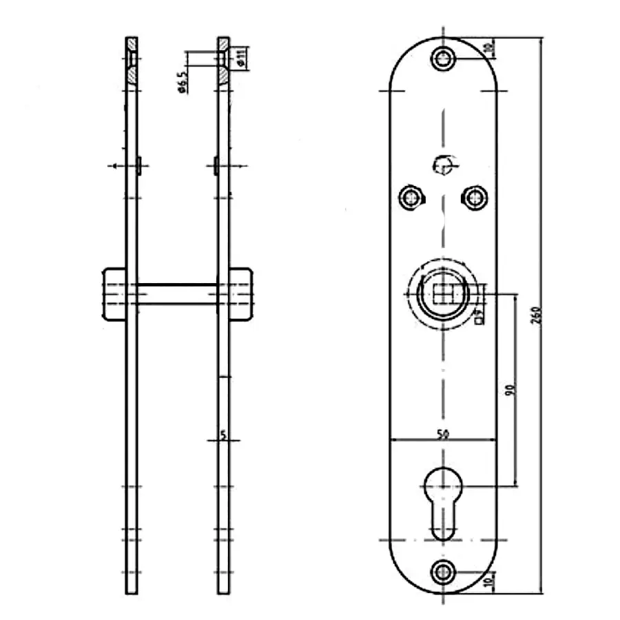Sliding Door Lock 55 mm Backset. Heavy Duty, With Profile Cylinder. Heavy Minimum Door Thickness 1 3/4 inch or 45 mm. - Image 3