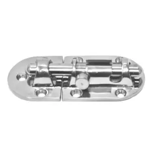 Transom bolt / barrel bolt 3 1/2 x 1 1/2 inch; 316 stainless steel Overall - 89 X 39 X 17 mm; 4 3/8"” x 1 12" x 3/4"; Throw - 1”