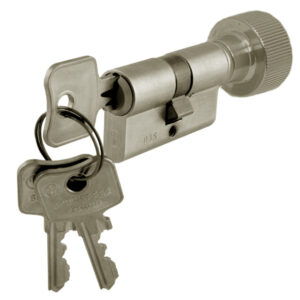 Profile cylinder keyway 26.5/26.5 mm. Satin nickel finish. Max door thickness - 1 1/2 inch