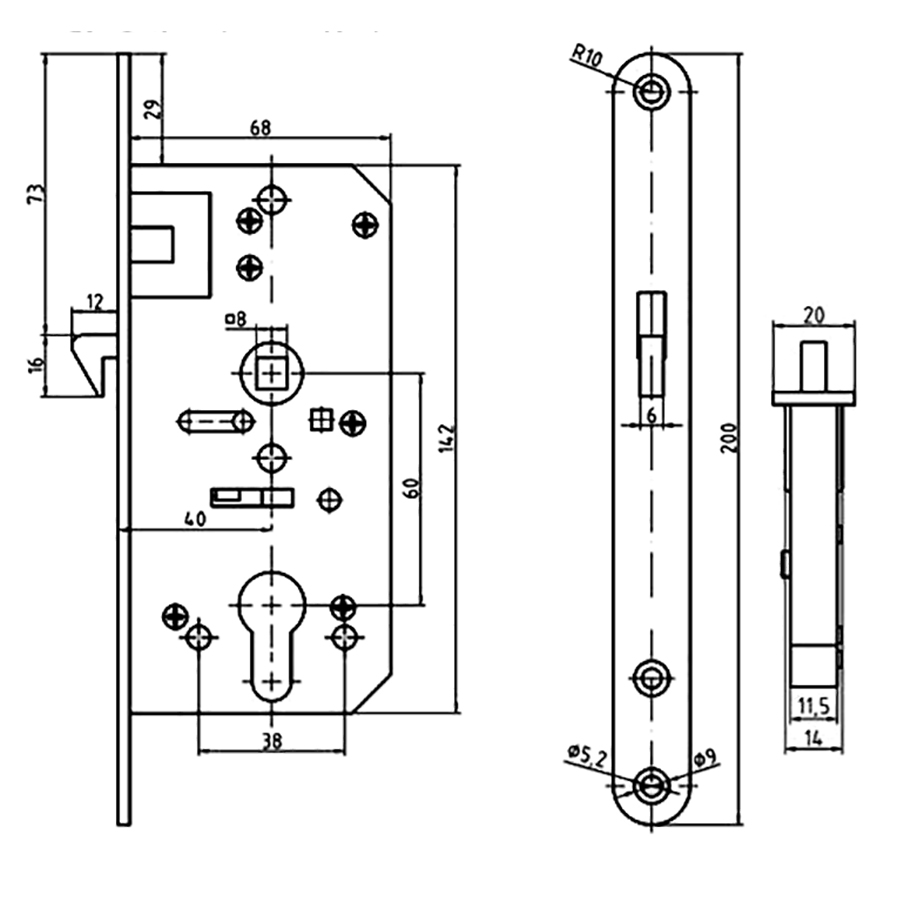 Sliding Entry Mortise Lock with 40 mm backset. Minimum Door Thickness 7/8 inch - Image 2