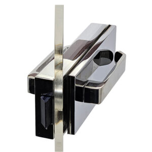 - Set Glass Door Latch Backset 2 inch with Semi Flush Levers and Strike Box for full size exterior 3/8 to 1/2 inch glass