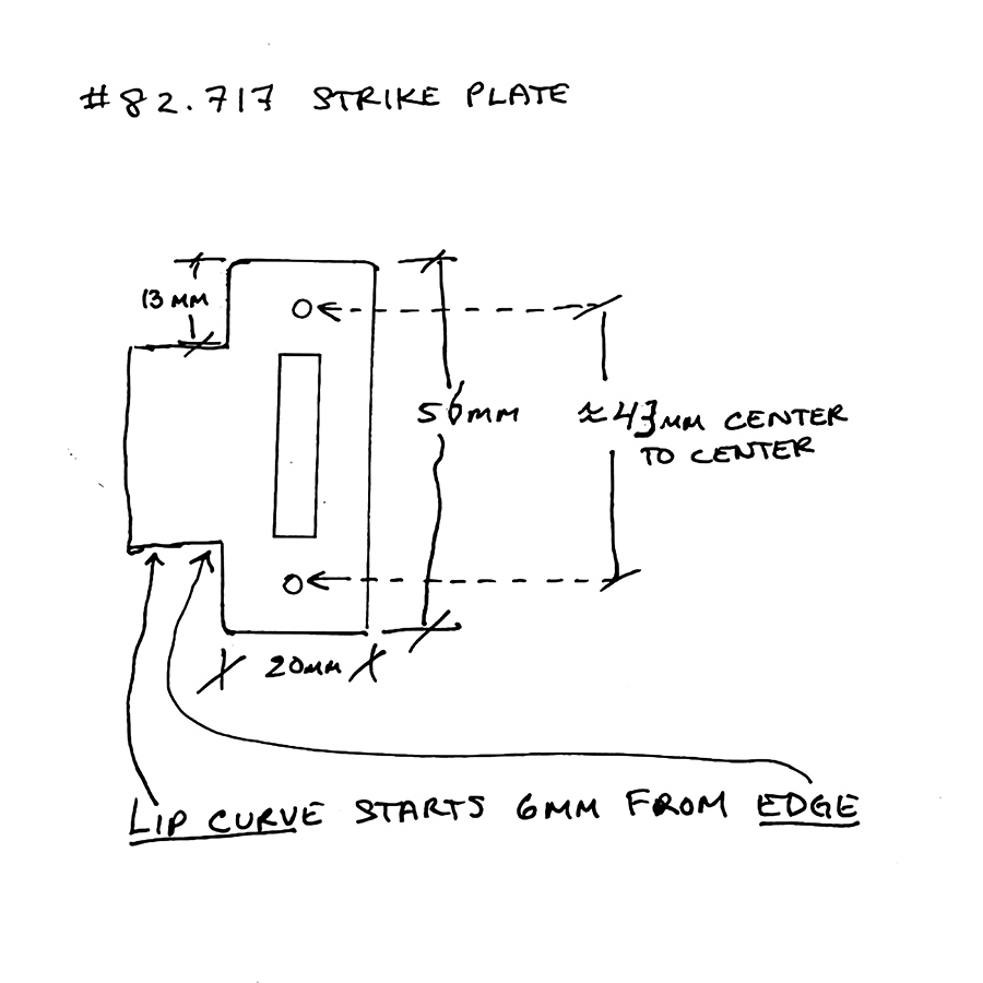Glass Door Latch with Strike Plate SET with Levers for Wood Frame. Polished Chrome - Image 3