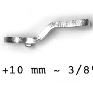 Cam 10 mm offset outward. Brushed 316 Stainless Steel.