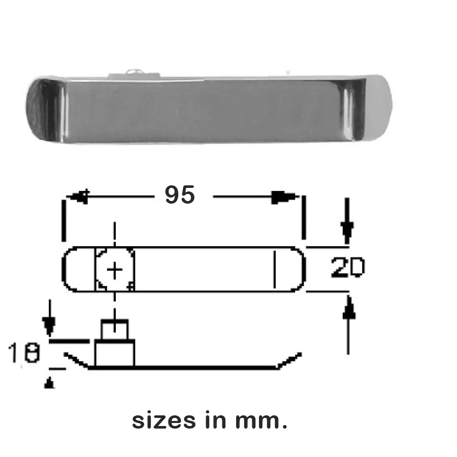 Door Lever Semi Flush. 95 mm long x 20 mm wide stand off 18 mm. Sold as Pair. - Image 2