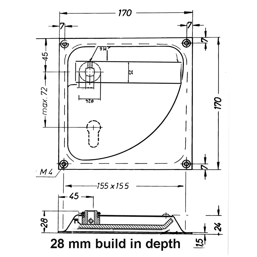 Flush Cupped Escutcheon with Lever each. Right Hand. - Image 2