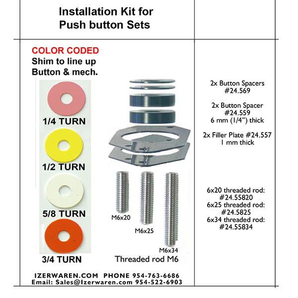 SET Push-Pull mechanism 25 mm backset with button and and Thick Wall ring + installation kit - Image 6