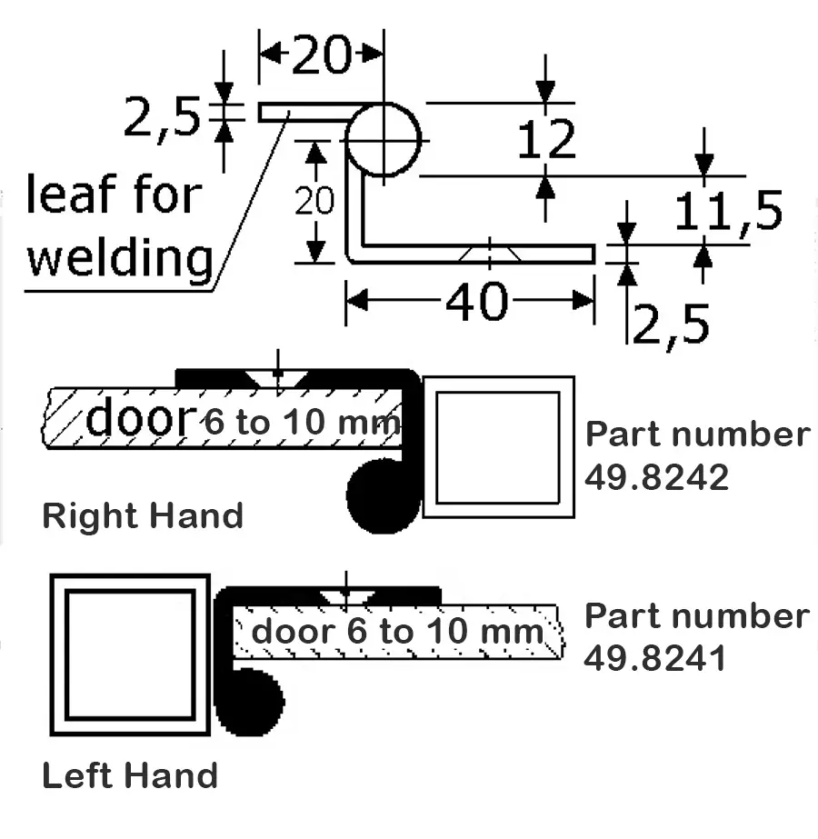 Lift Off Weld On Door Hinge for Cabinet Doors Leaf - 40 x 45 mm Right Hand - Image 2