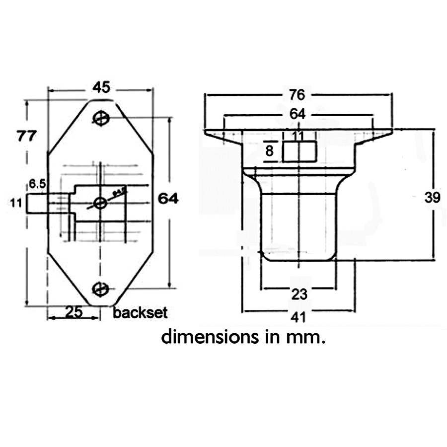 SET Push-Pull mechanism 25 mm backset with button and and Thick Wall ring + installation kit - Image 4