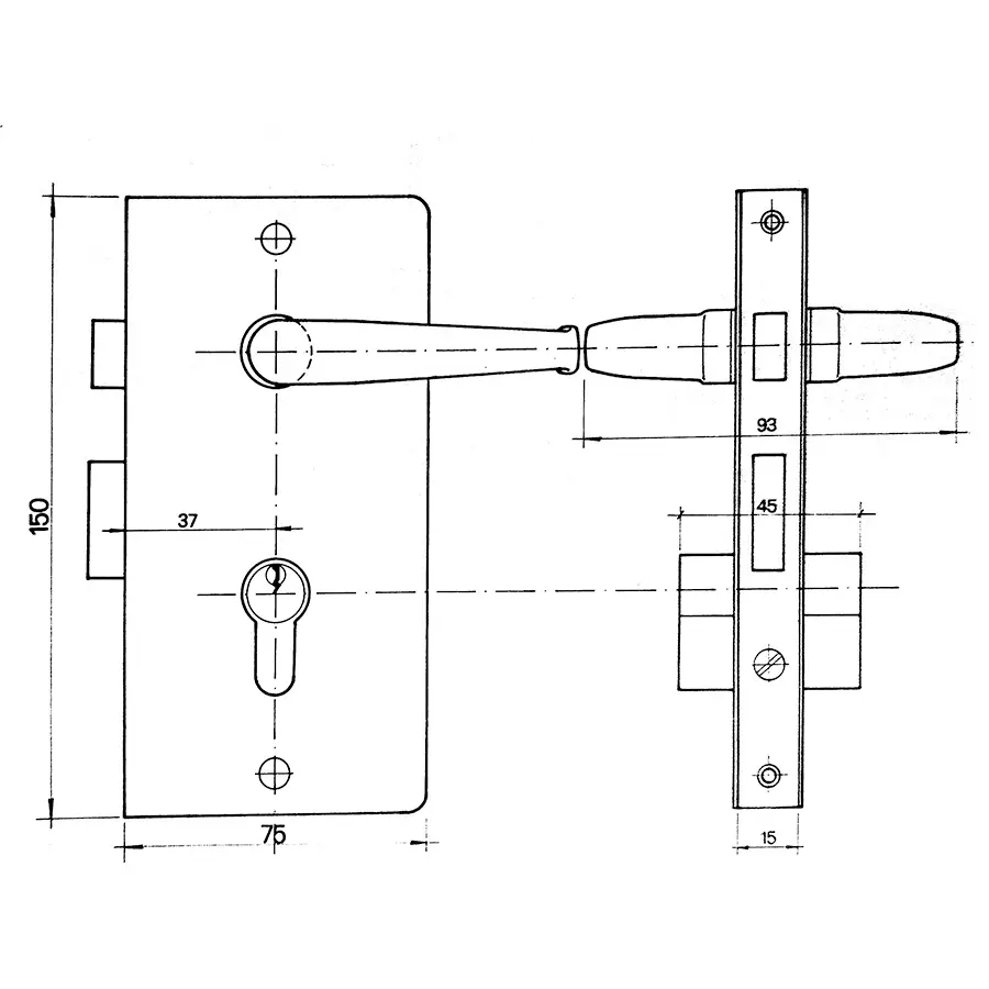 Entry Lock with Key Way for Cut-out Doors with 15 mm - 9/16 inch door thickness - Image 2