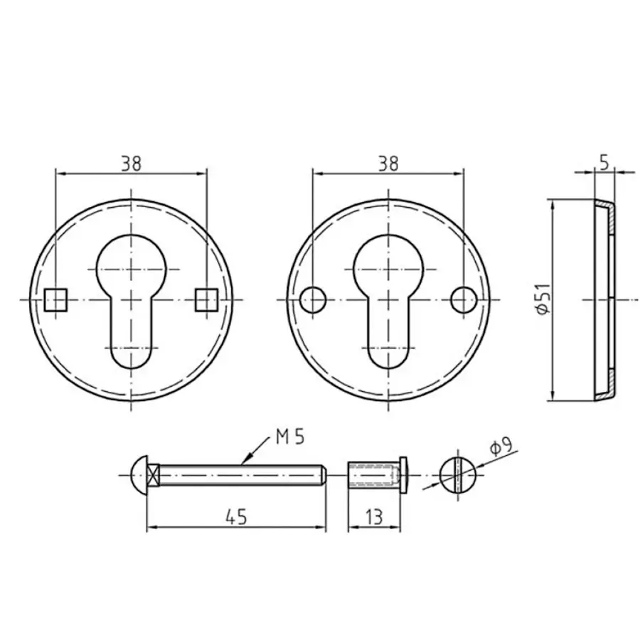 ~ Entry Mortise Lock SET 55 mm backset with Roses with screw holes showing. Polished Stainless Steel and Polished Chrome - Image 3