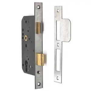 Jado Interior Steel Mortise Lock 55 mm Backset Satin Stainless Steel Finish Left Hand