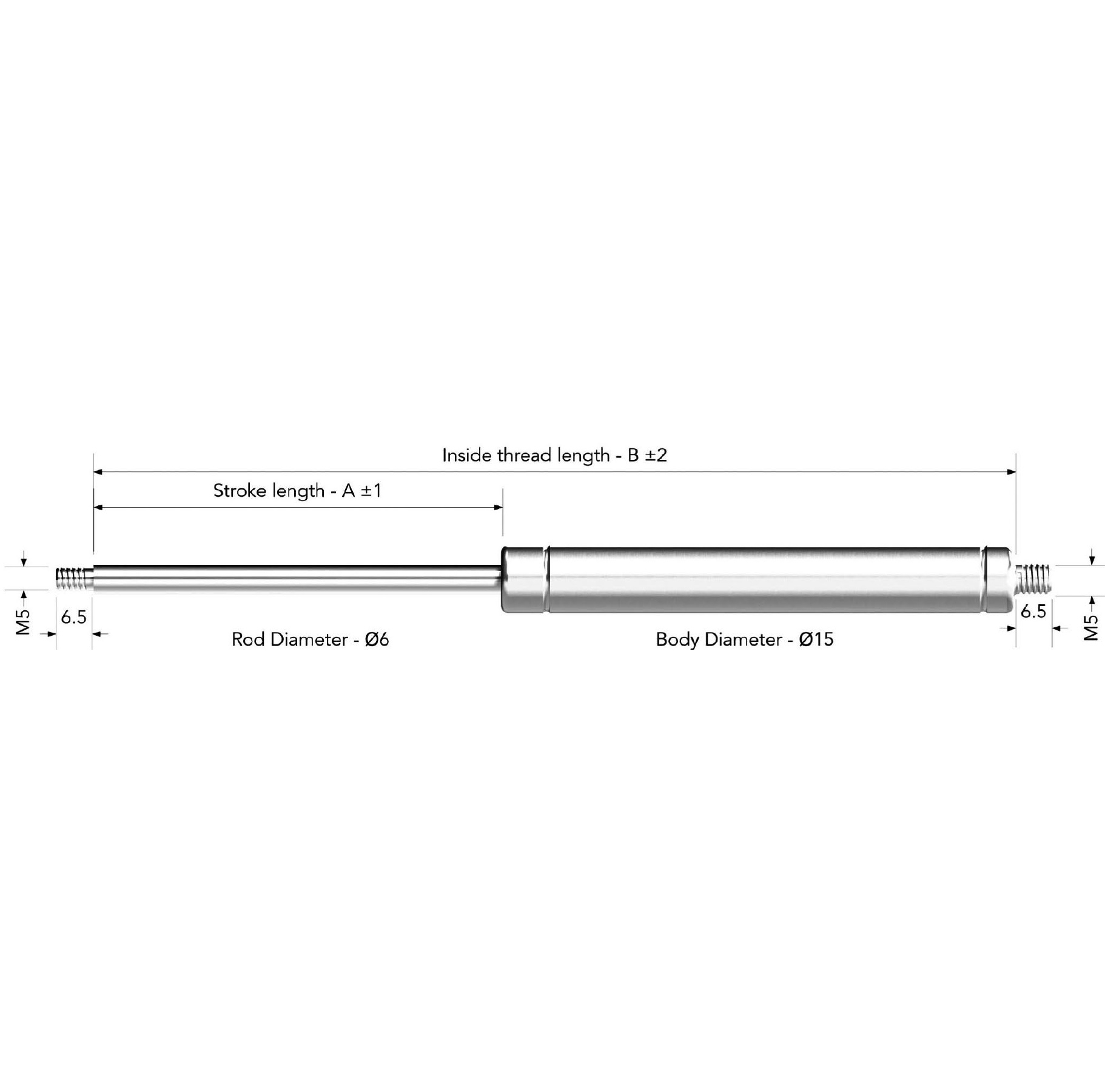 Gas Spring Series 6-15-080 mm Specify Newton Force Below - Image 2