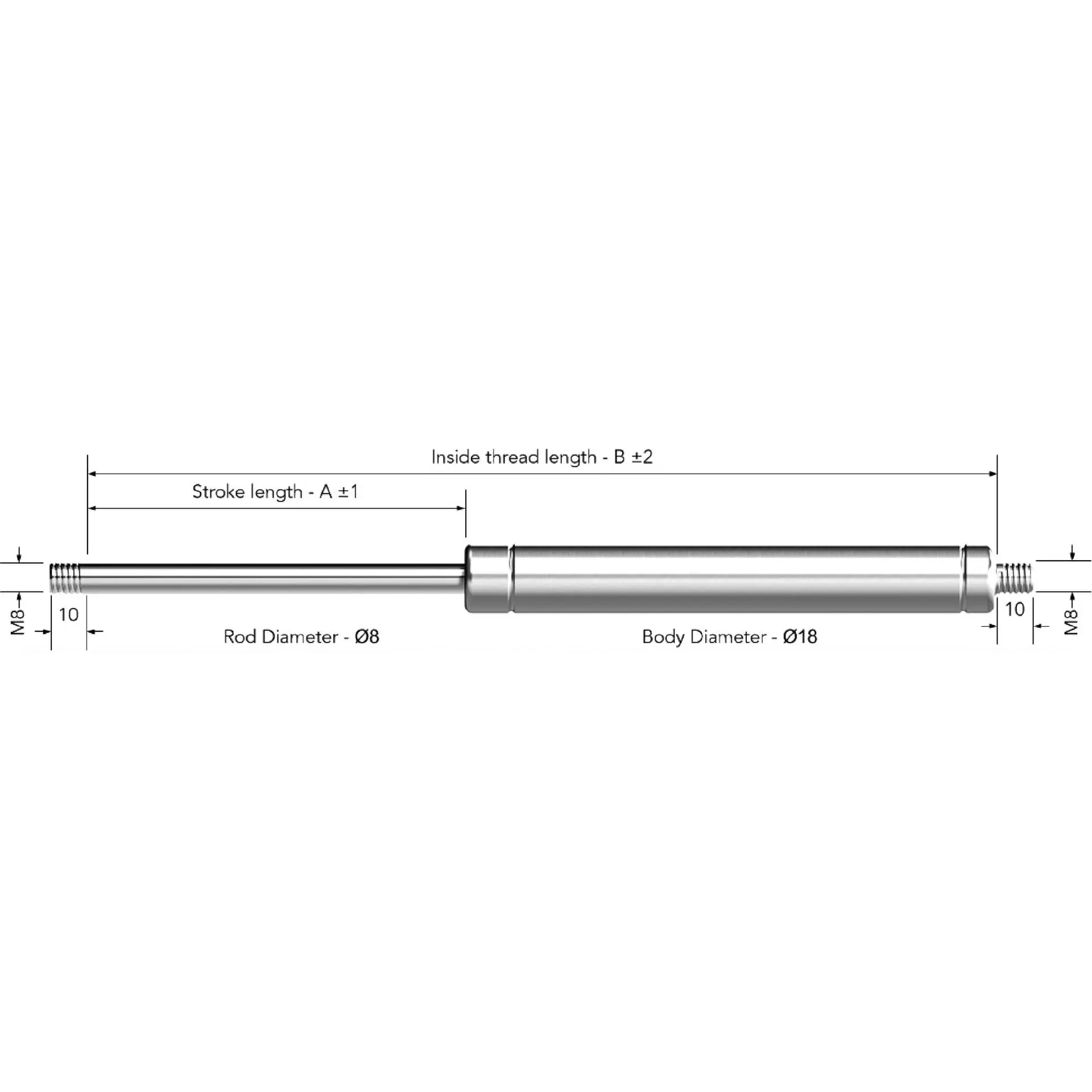 Gas Spring Series 8-18-175 mm Specify Newton Force Below - Image 2