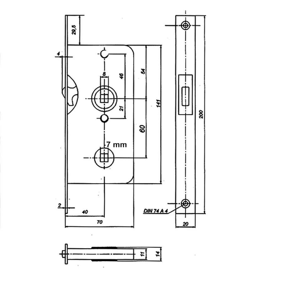 Sliding Privacy Mortise lock with 40 mm backset. - Image 2
