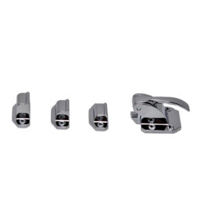 A Mini Latch for small overlay doors-type 2 1/8 x 1 1/2 inch. Chrome Plated Die Cast Zinc