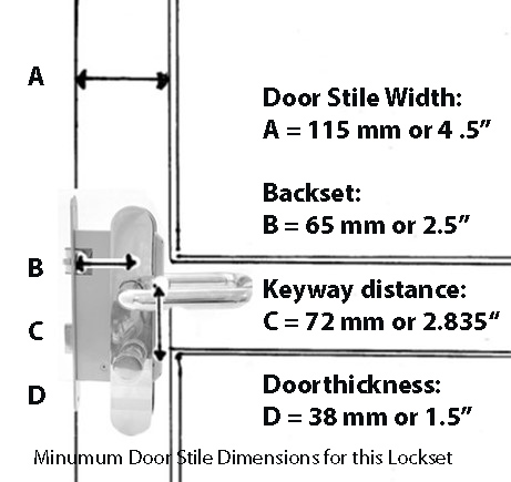 Entry Mortise Lock SET 65 mm Backset. GSV and S&B. Izerwaren Upgrade. Heavy Duty Polished Stainless Steel. - Image 2
