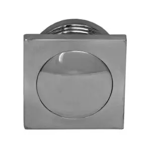 Convex Button and Flat Ring for Pushbutton Mechanism. Polished Chrome.