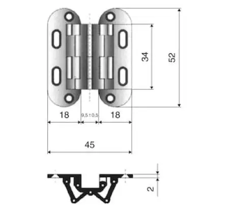 Invisible Hinge 52 x 45 mm. Minimum Door Thickness - 1 inch. - Image 4
