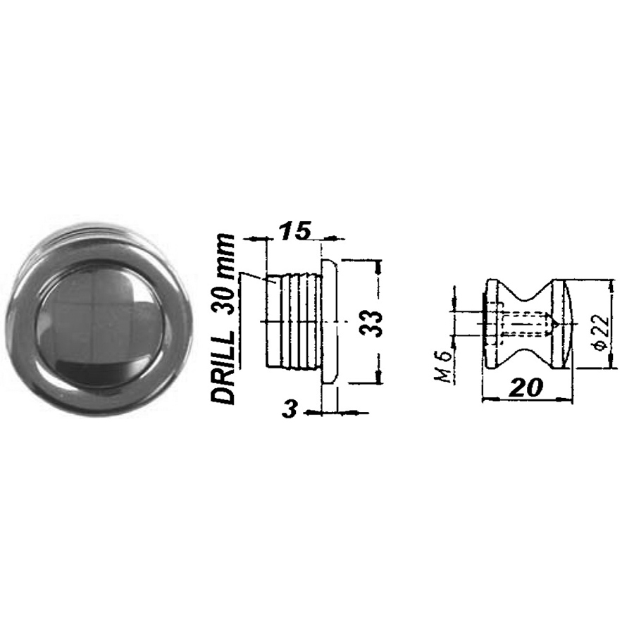 SET Push-Pull mechanism 25 mm backset with button and and Thick Wall ring + installation kit - Image 2
