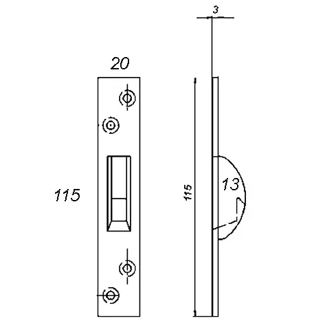 Sliding Privacy Mortise lock with 40 mm backset. - Image 3