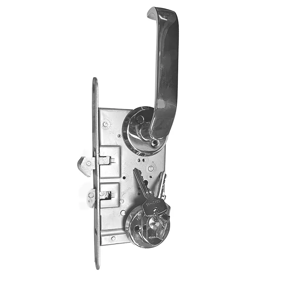 - Modified Entry Mortise Sliding Door Lock 55 mm backset. Polished Stainless Steel. - Image 5