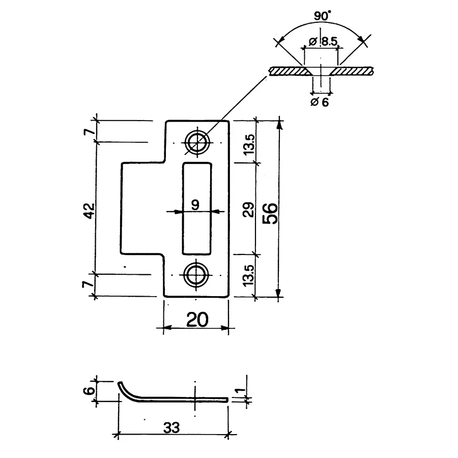 Door Lock 50 mm backset. Passage function. Set for thin doors of less then 1 inch or 25 mm with stainless steel semi flush levers with spring loaded roses - Image 3