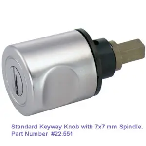 Standard Turning knob for Cabinet Rim Lock with Keyway and 7 x 7 mm spindle