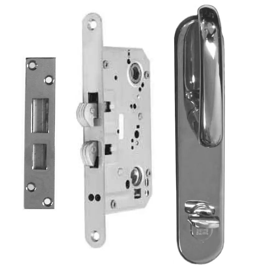 - Modified Entry Mortise Sliding Door Lock 55 mm backset. Polished Stainless Steel. - Image 6