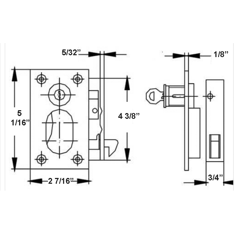 Pocket Sliding Door Lock for 25 mm or 1 inch thick doors. Entry Function - Image 2