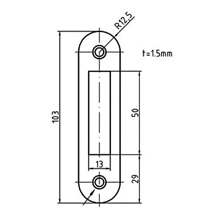 Strike Plate for Dead Bolt GSV and S&B Lock 55 mm backset. Polished Stainless steel - Image 2