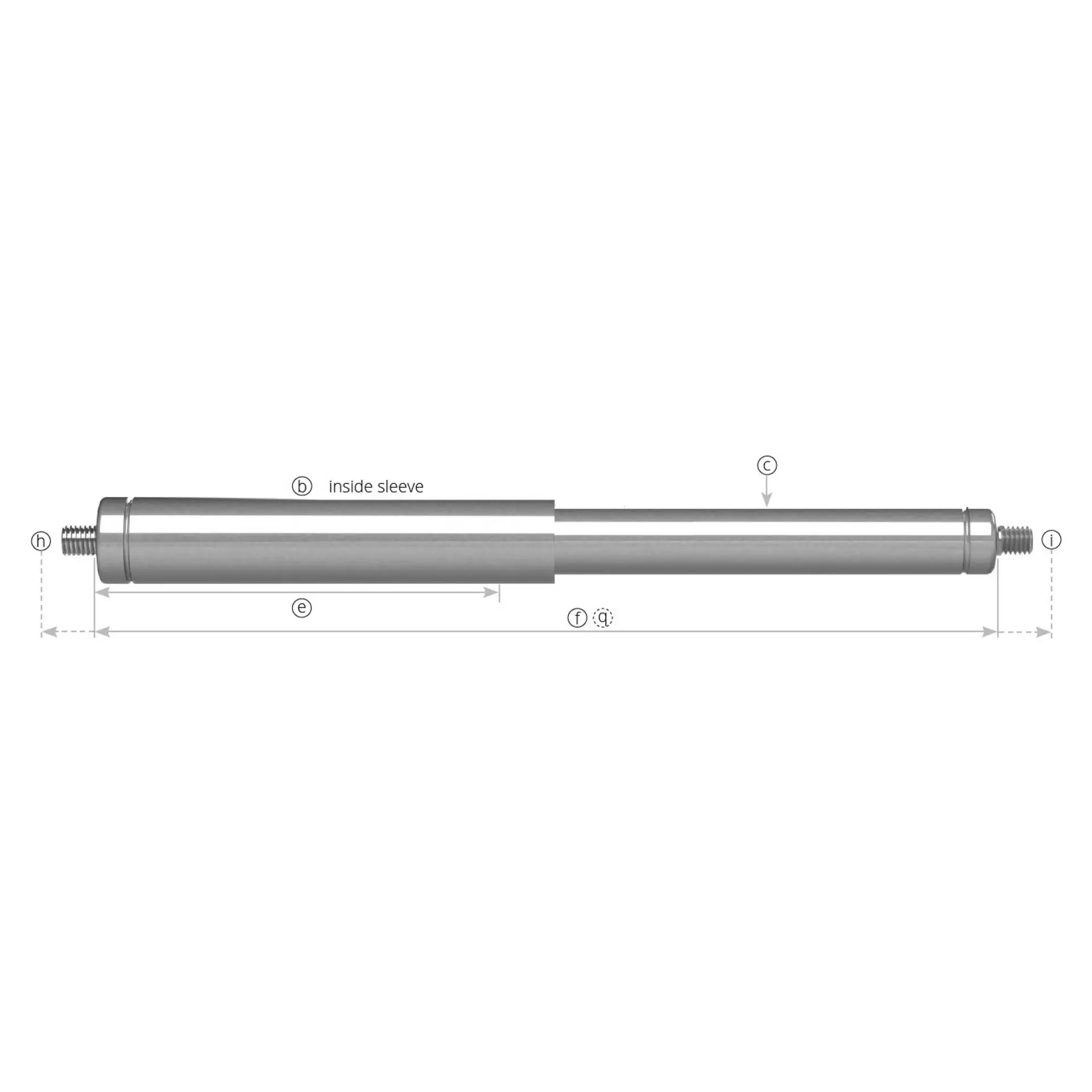Gas Spring Series 10-23-400 mm With Protection Tube. Specify Newton Force Below - Image 3