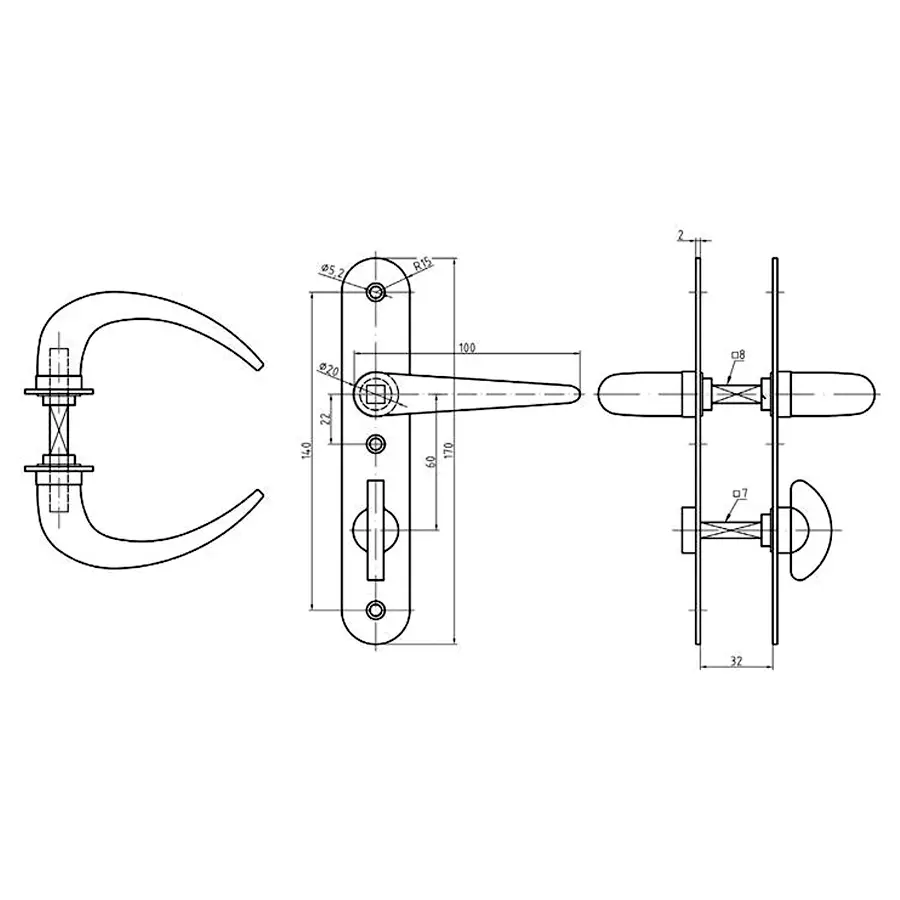 Door Lock 50 mm backset. Privacy Function. GSV Schwepper and S&B #4040 series. Complete SET - Image 6