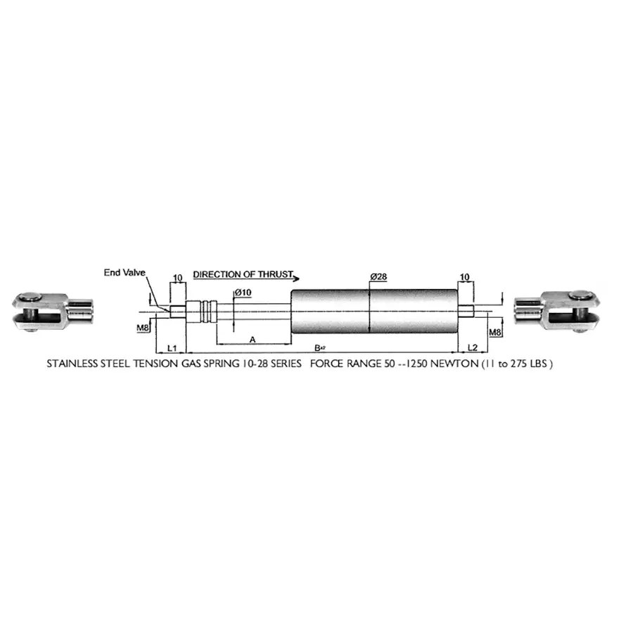 Gas Springs Series 77. Tension Gas springs, Each. - Image 2