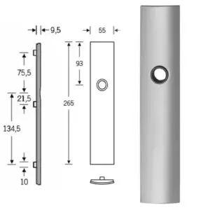 Escutcheon 265 x 55 x 9.5 mm Convex. Sold by the Pair.