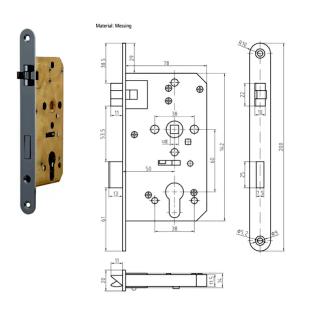 Door Lock 50 mm backset. Entry Function. GSV Schwepper and S&B #4040 series. Complete SET - Image 5