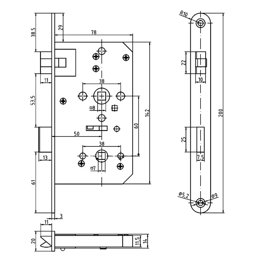 Door Lock 50 mm backset. Privacy Function. GSV Schwepper and S&B #4040 series. Complete SET - Image 4