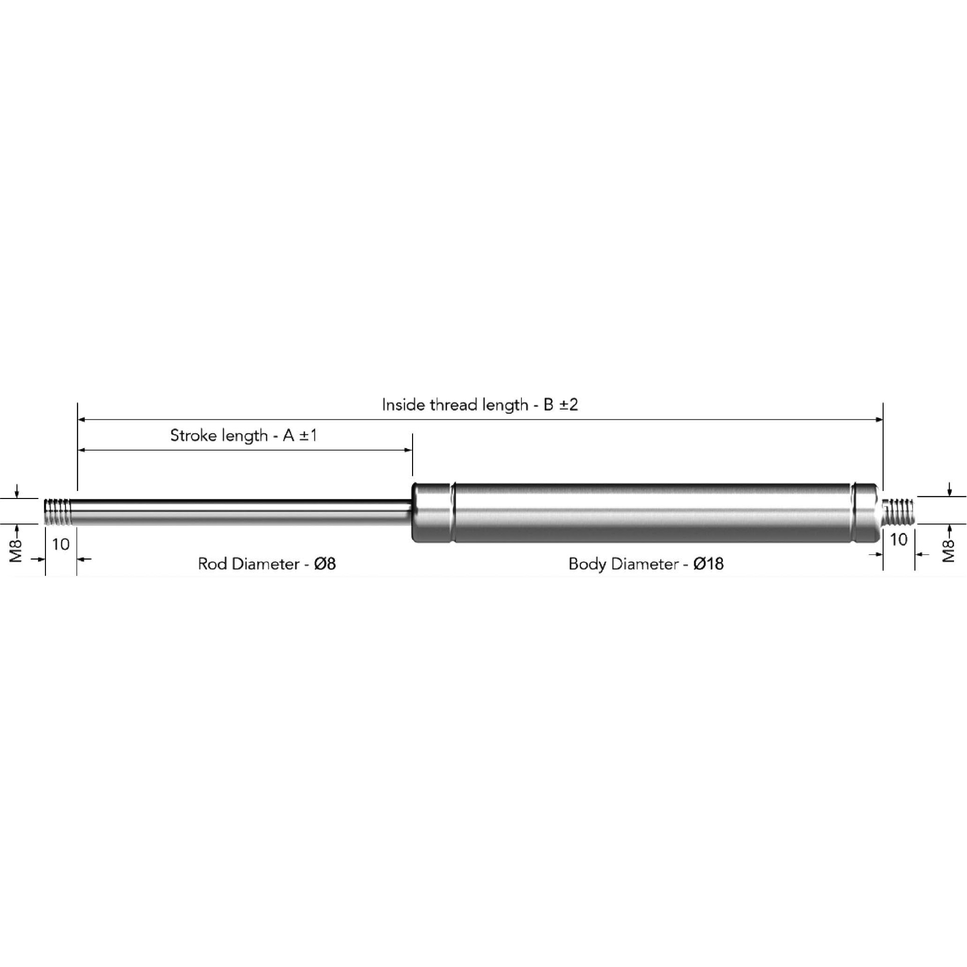 Gas Spring Series 8-18-100 mm Specify Newton Force Below - Image 2