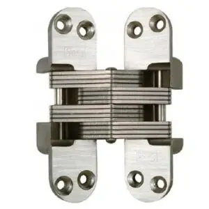316 Stainless invisible Hinge. Size - 4 39/64 x 3 7/64 inch Minimum door thickness 2 inch