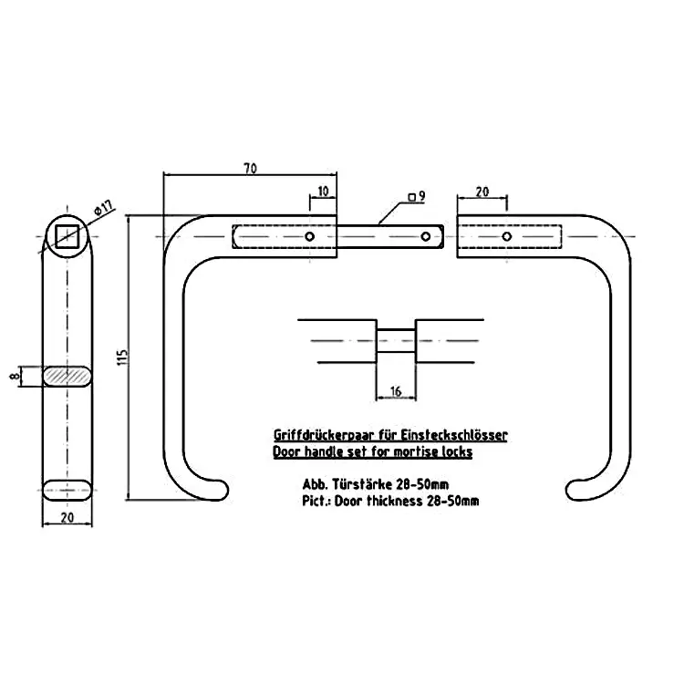 Rim Lock SET 55 mm Backset door lever handles - Image 5