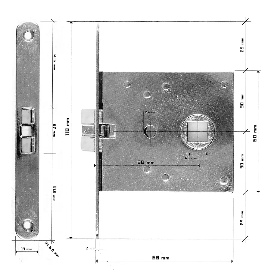 Door lock 50 mm backset Privacy Set brass chrome plated - Image 4