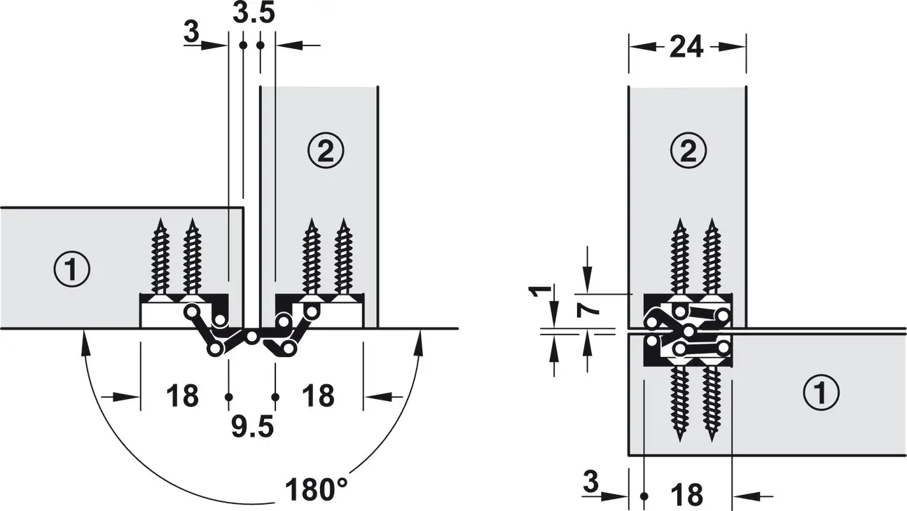 Invisible Hinge 52 x 45 mm. Minimum Door Thickness - 1 inch. - Image 2