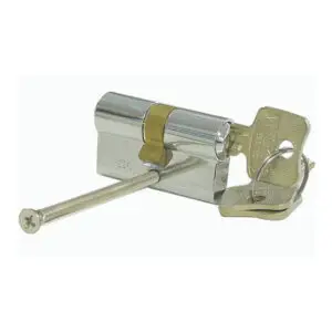 Profile cylinder short 26.5/26.5 mm key/key. Polished Chrome Plated. Max door thickness 1 1/4 inch