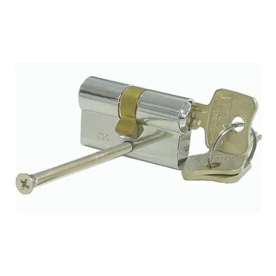 Profile cylinder short 26.5/26.5 mm key/key. Polished Chrome Plated. Max door thickness 1 1/4 inch