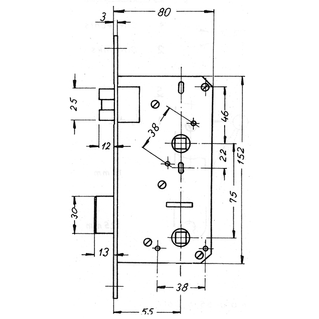 Privacy Mortise Lock 55 mm backset. GSV Schwepper and S&B. Satin Stainless Steel - Image 3