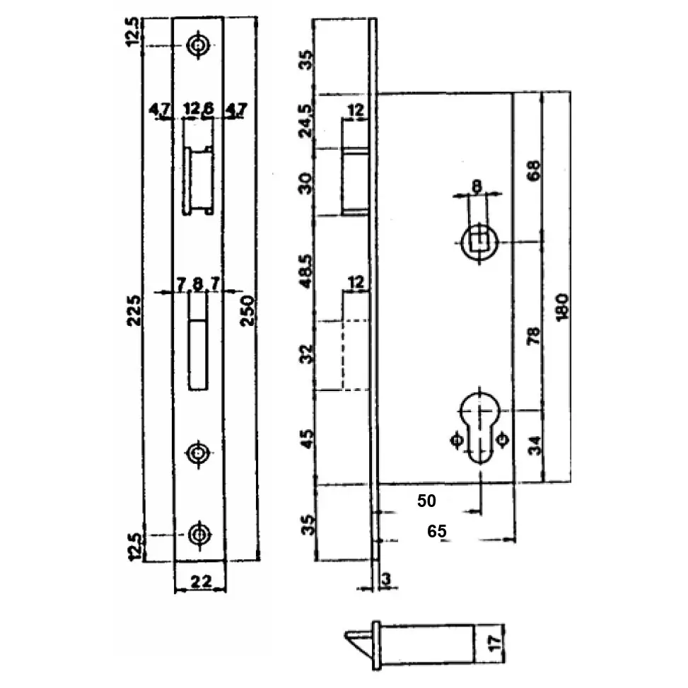 Entry Mortise Lock 50 mm Backset for Framed Doors - Image 3