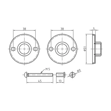 Entry Mortise Lock SET 55 mm backset with Roses. Polished Stainless Steel & Polished Chrome - Image 3